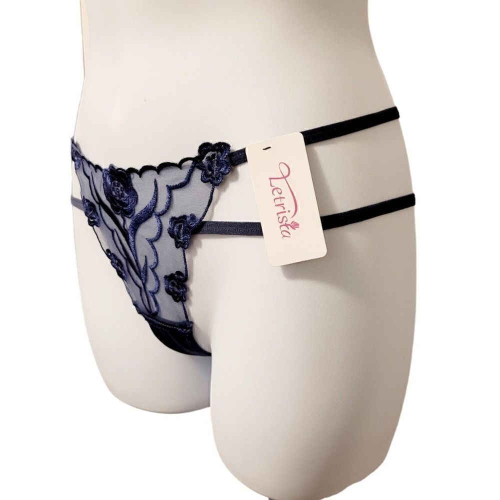 2/$20 Brand new navy blue rose panties underwear T-backs
